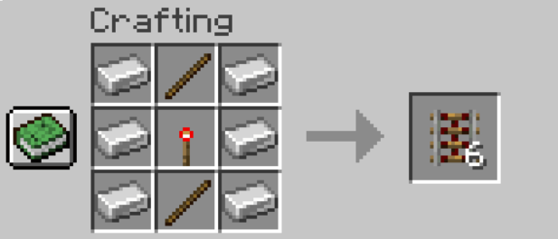 Crafting recipe for Activator Rails in minecraft